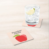 先生カスタムアップルとトレンディーアップルスケッチ スクエアペーパーコースター (インサイチュ)