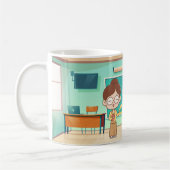 先生カスタムギフト – 女性先生マグヘアパン コーヒーマグカップ (左)