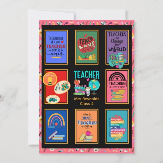 先生カスタムサンキューカードレター引用文おもしろい 招待状 (正面)