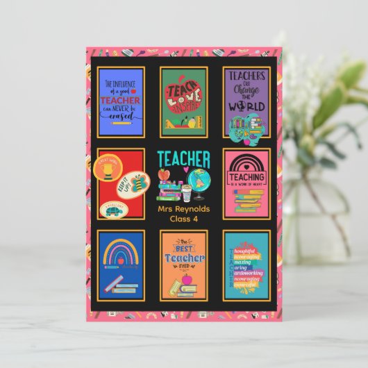 先生カスタムサンキューカードレター引用文おもしろい 招待状 (スタンド正面)