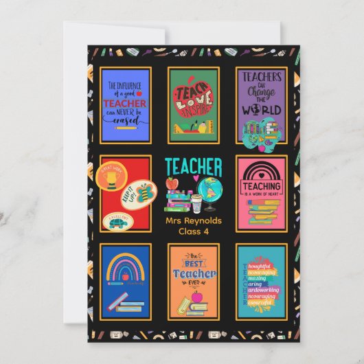 先生カスタムサンキューカードレター引用文おもしろい 招待状 (正面)