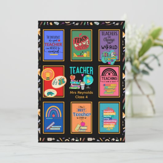 先生カスタムサンキューカードレター引用文おもしろい 招待状 (スタンド正面)