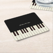 先生カスタムピアノ鍵  スクエアペーパーコースター (アングル)