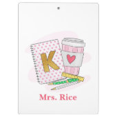 先生カスタムピンク手帳コーヒー クリップボード (裏面)