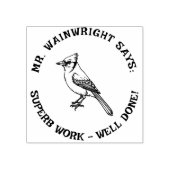 先生カスタムブルーJayスタンプ可愛い"素晴らしい作品！" ラバースタンプ (インプリント)