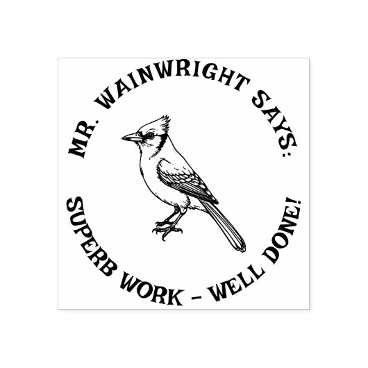 先生カスタムブルーJayスタンプ可愛い"素晴らしい作品!" ラバースタンプ (インプリント)