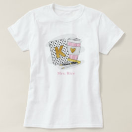 先生カスタムホワイトノートパソコンコーヒー Tシャツ