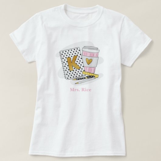 先生カスタムホワイトノートパソコンコーヒー Tシャツ (デザイン正面)