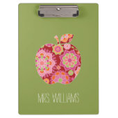 先生カスタムリンゴトレンディー花柄 クリップボード (正面)