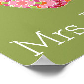 先生カスタムリンゴトレンディー花柄 ポスター (角)