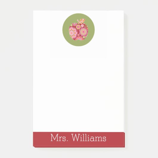 先生カスタムリンゴトレンディー花柄 ポストイット (正面)