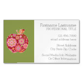 先生カスタムリンゴトレンディー花柄 マグネット名刺 (正面)