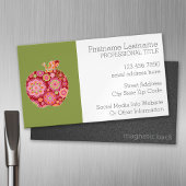 先生カスタムリンゴトレンディー花柄 マグネット名刺