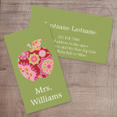 先生カスタムリンゴトレンディー花柄 名刺