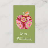 先生カスタムリンゴトレンディー花柄 名刺 (正面)