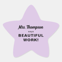 先生カスタム名美しい作品！パステルパープル 星シール