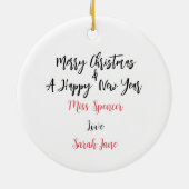 先生カスタム感謝クリスマスオーナメント セラミックオーナメント (裏面)