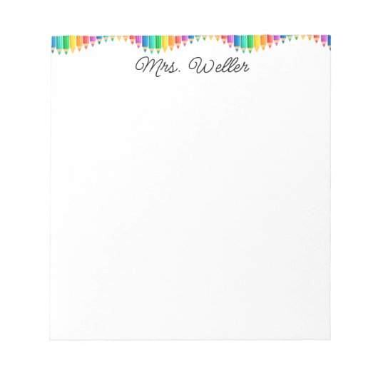 先生カスタム色鉛筆かわいい虹 ノートパッド (正面)