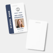 先生カスタムIDカードスクールオフィス名写真 バッジ (正面&裏面)