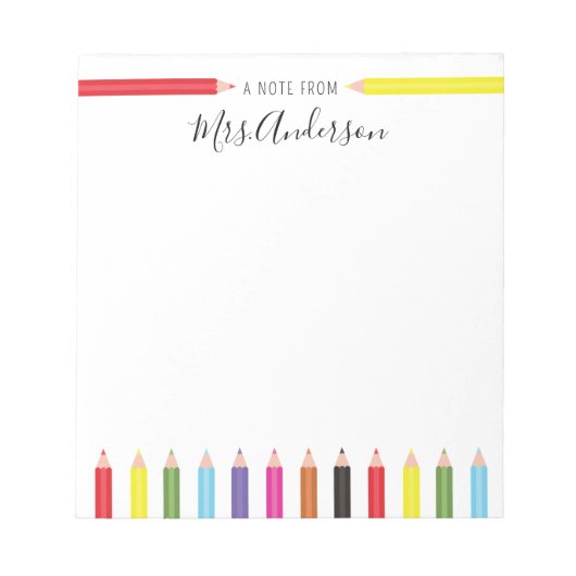 先生カラフルからのPencils Note ノートパッド (正面)