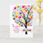 先生カラフルアップル感謝していツリーギフト カード (黄色い花)
