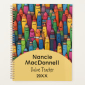 先生カラフルチューリン漫画クレヨン模様 プランナー手帳 (正面)