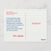 先生カラフル新学期はがき ポストカード (裏面)