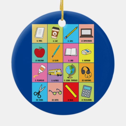 先生カードスペインの先生バイリンガル教育 セラミックオーナメント (裏面)