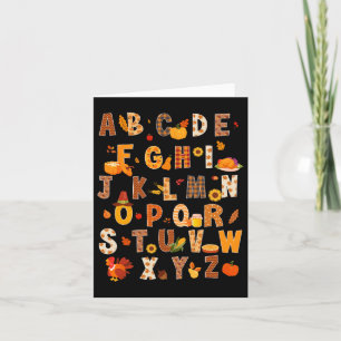 先生キッズアルファベットターキーパンプキン感謝してい秋 カード