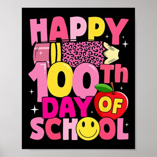 先生キッズハッピースクールピンクleopaの100th日 ポスター (正面)