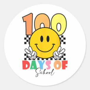 先生キッズレトロ100日の学校スマイル顔P ラウンドシール