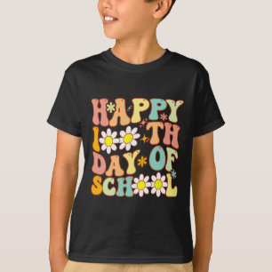 先生キッズレトロGroovy 100日ハッピー100日目 Tシャツ