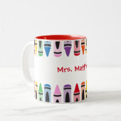 先生キュートカラークレヨンモノグラム ツートーンマグカップ (正面左)