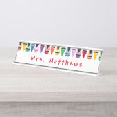 先生キュートカラークレヨン新学期 デスクネームプレート (正面)