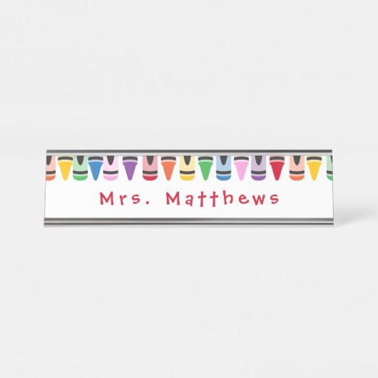 先生キュートカラークレヨン新学期 デスクネームプレート (正面)