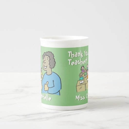 先生ギフトありがとう黒人女教師 ボーンチャイナマグカップ (正面)