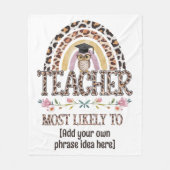 🎓先生ギフトアイディア：最も可能性が高いカスタム文字 フリースブランケット (正面)