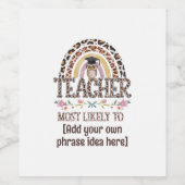 🎓先生ギフトアイディア：最も可能性が高いカスタム文字 ワインラベル (シングルラベル)