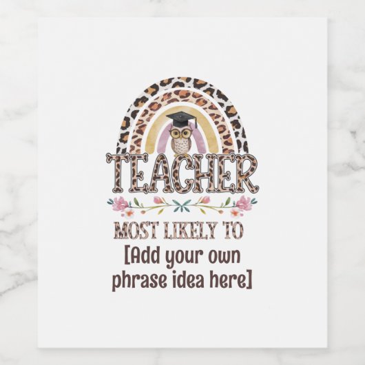 🎓先生ギフトアイディア：最も可能性が高いカスタム文字 ワインラベル (シングルラベル)