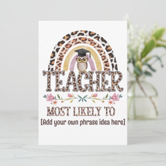 🎓先生ギフトアイディア：最も可能性が高いカスタム文字 招待状 (スタンド正面)