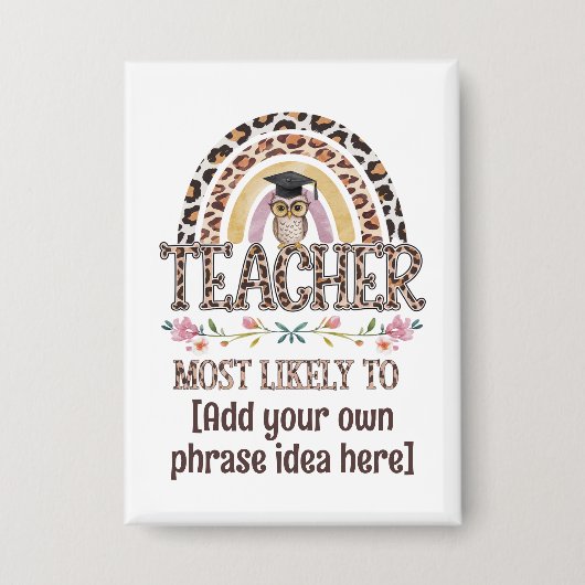 🎓先生ギフトアイディア:最も可能性が高いカスタム文字 缶バッジ (正面)