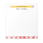 先生ギフトカスタム図解入りの、写真付きのイエローペンシル ノートパッド (正面)