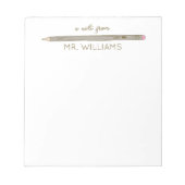 先生ギフトカスタム図解入りの、写真付きのグレイ鉛筆 ノートパッド (正面)