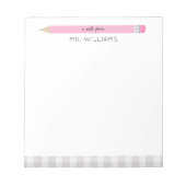 先生ギフトカスタム図解入りの、写真付きのピンクペンシル ノートパッド (正面)