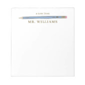 先生ギフトカスタム図解入りの、写真付きのブルーペンシル ノートパッド (正面)