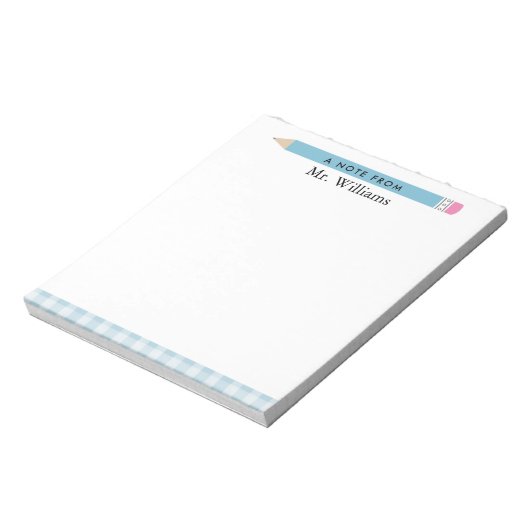 先生ギフトカスタム図解入りの、写真付きのブルーペンシル ノートパッド (回転)