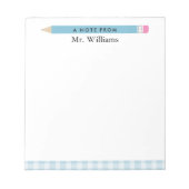 先生ギフトカスタム図解入りの、写真付きのブルーペンシル ノートパッド (正面)