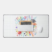 先生ギフトカスタム水彩新学期 デスクマット (キーボード&マウス)