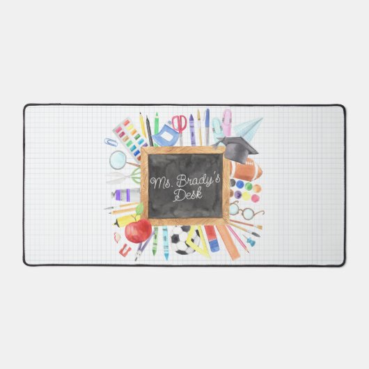 先生ギフトカスタム水彩新学期 デスクマット (正面)