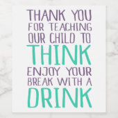 先生ギフトワインボトルラベルホリデープレゼント ワインラベル (シングルラベル)